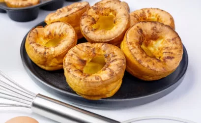 Golden homemade Yorkshire puddings made using Gordon Rhodes Yorkshire Pudding Mix