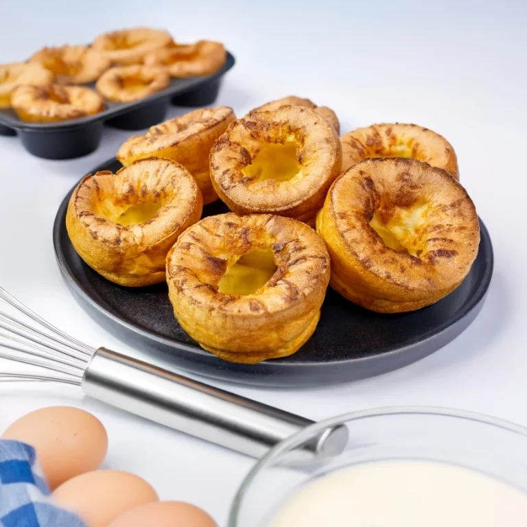 Golden homemade Yorkshire puddings made using Gordon Rhodes Yorkshire Pudding Mix